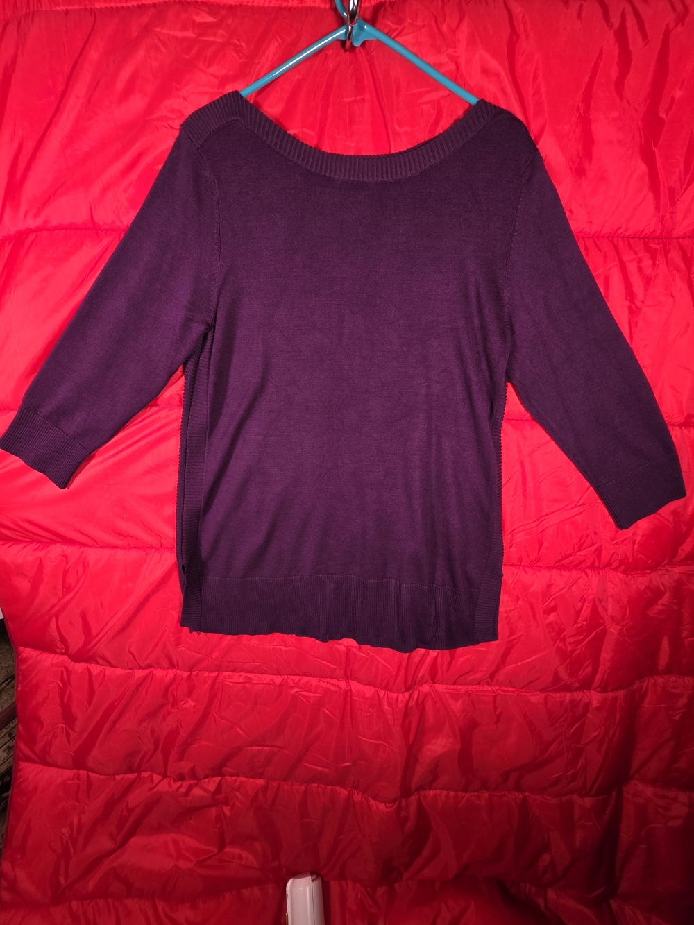 Cable & Gauge Plum Boatneck 3/4 Sleeve Sweater